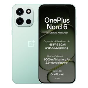 OnePlus Nord 6 | 12GB+256GB | Fresh Mint | Snapdragon 8s Gen 4 | Segment's First Stable 165FPS Gaming | Segment's Largest 9000mAh Battery | Most Complete IP Rating | Personalized AI